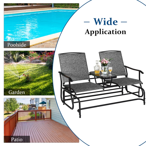 Costway 2 Person Outdoor Patio Double Glider Chair Loveseat Rocking