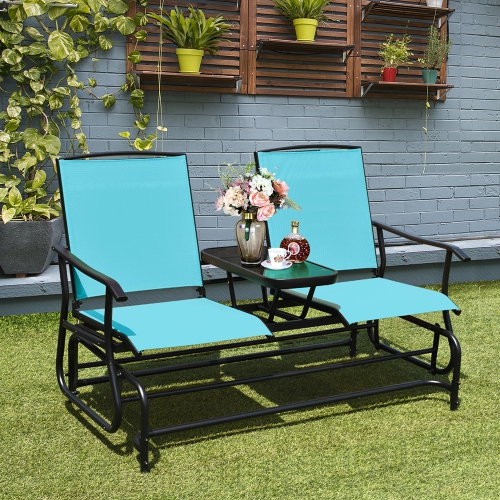 Costway 2 Person Outdoor Patio Double Glider Chair Loveseat Rocking