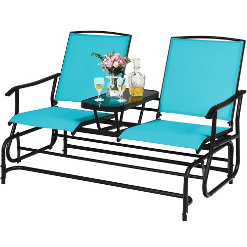 Costway 2 Person Outdoor Patio Double Glider Chair Loveseat Rocking