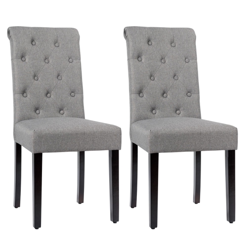 Costway Set of 2 Parsons Upholstered Fabric Chair with Wooden LegsPink\Beige\Gray
