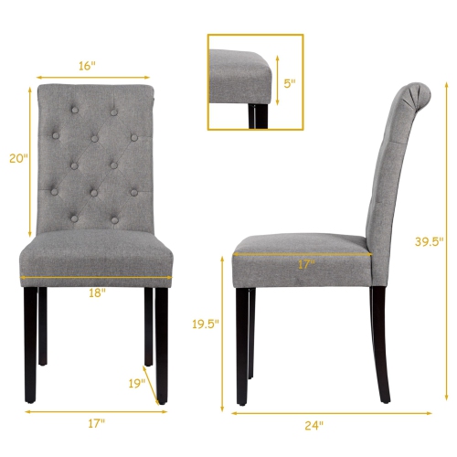 Costway Set of 2 Parsons Upholstered Fabric Chair with Wooden LegsPink\Beige\Gray