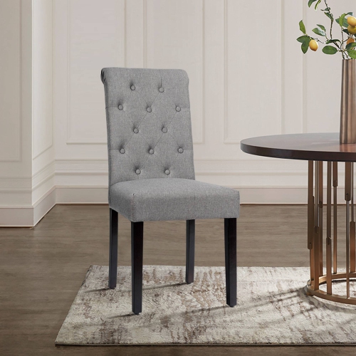 Costway Set of 2 Parsons Upholstered Fabric Chair with Wooden LegsPink\Beige\Gray