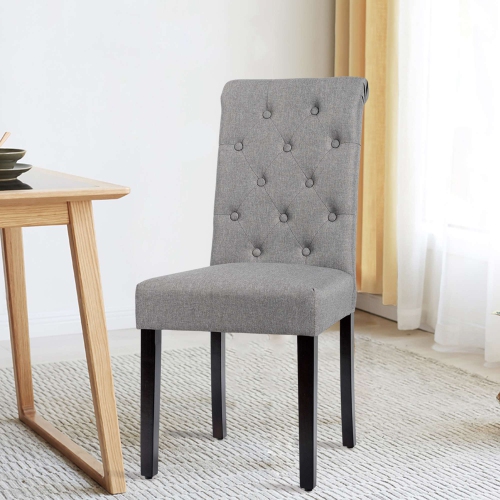 Costway Set of 2 Parsons Upholstered Fabric Chair with Wooden LegsPink\Beige\Gray