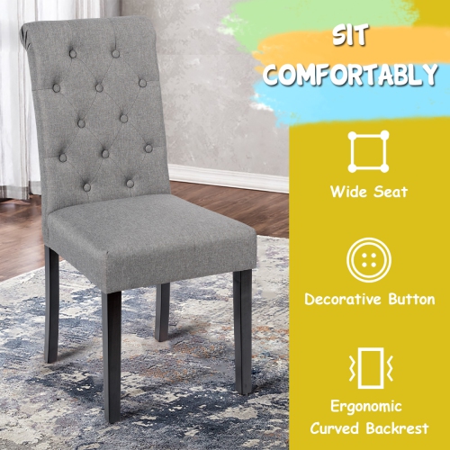 Costway Set of 2 Parsons Upholstered Fabric Chair with Wooden LegsPink\Beige\Gray