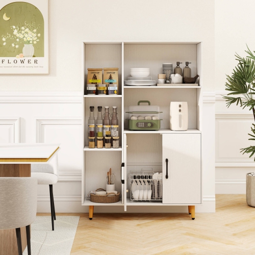 Armoire de rangement au sol Costway présentoir autonome Bibliothèque avec décoration latérale