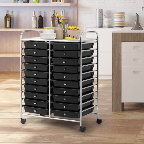 Costway 20 Drawers Rolling Cart Storage Scrapbook Paper Studio Organizer Bins