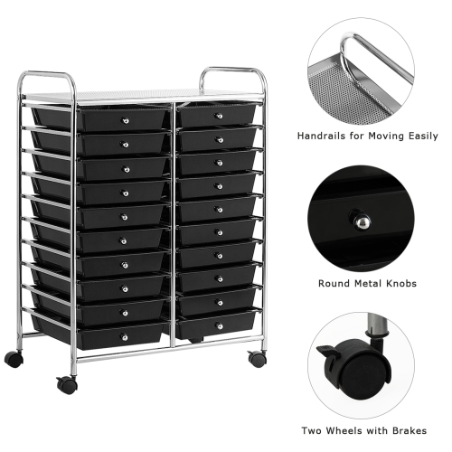 Costway 20 Drawers Rolling Cart Storage Scrapbook Paper Studio Organizer Bins