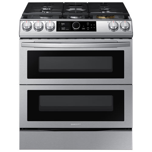 Samsung 30" Double Slide-In Dual Fuel Air Fry Range -Stainless -Open Box -Scratch & Dent