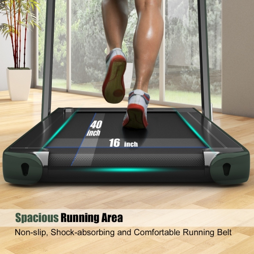 Superfit 2-in-1 Folding Treadmill 2.25HP Running Machine / Walling Pad with Bluetooth Music & Dual Display - Army