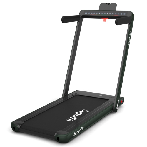 Superfit 2-in-1 Folding Treadmill 2.25HP Running Machine / Walling Pad with Bluetooth Music & Dual Display - Army