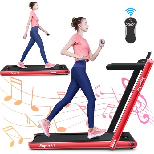 Image 1 of 10.. Gymax 2 in 1 Folding Treadmill 2.25HP Running Machine w/ Dual Display
