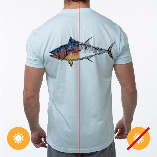 Men Classic Crew Tee - Big Fish-Ice Blue by DelSol by Men - 1 Pc T-Shirt