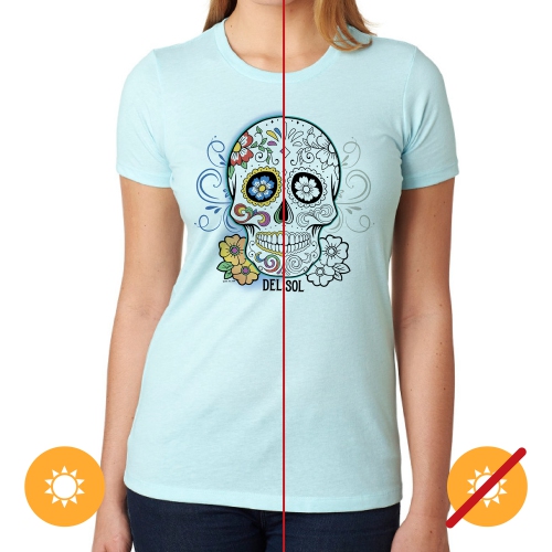 Girls Crew Tee - Day of the Dead - Ice Blue by DelSol for Women - 1 Pc T-Shirt