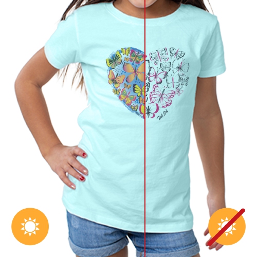 Girls Crew Tee - Heart Butterfly - Chill by DelSol for Women - 1 Pc T-Shirt
