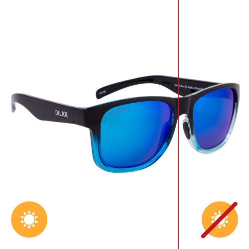 Solize Into the Sun - Black and Clear to Blue by DelSol for Unisex - 1 Pc Sunglasses