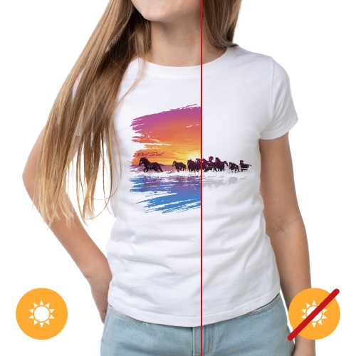 Girls Crew Tee - Wild Horse - White by DelSol for Women - 1 Pc T-Shirt