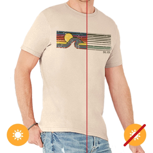 Men Crew Tee - Sunset Wave - Beige by DelSol for Men - 1 Pc T-Shirt