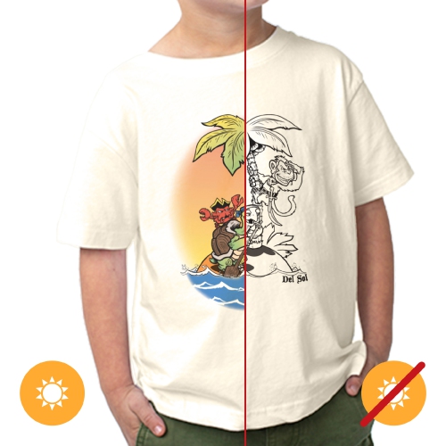 Kids Crew Tee - Pirate Trio - Beige by DelSol for Kids - 1 Pc T-Shirt
