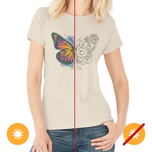 Women Crew Tee - Butterfly Floral - Beige by DelSol for Women - 1 Pc T-Shirt