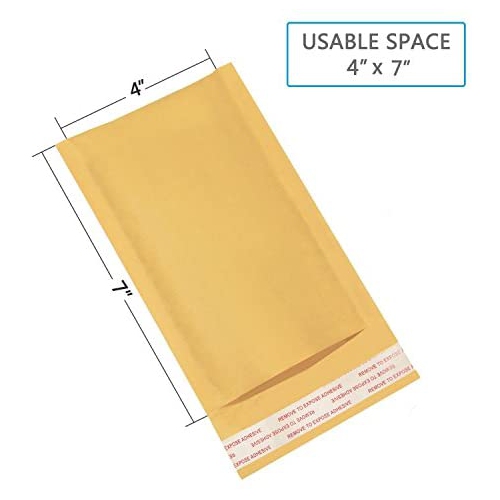 HBlife 4x8 Inches Kraft Bubble Mailers Self Seal Padded Envelopes Shipping Envelopes Mailing Bags, Pack of 50