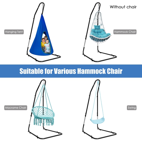 Costway Patio Adjustable 77" to 93" Hammock Chair Stand Hanging Chair Stand