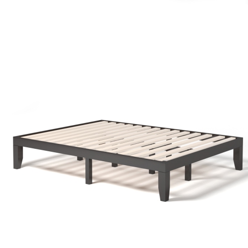 Costway Queen Size 14'' Wooden Bed Frame Mattress Platform Wood Slats Support EspressoNatural