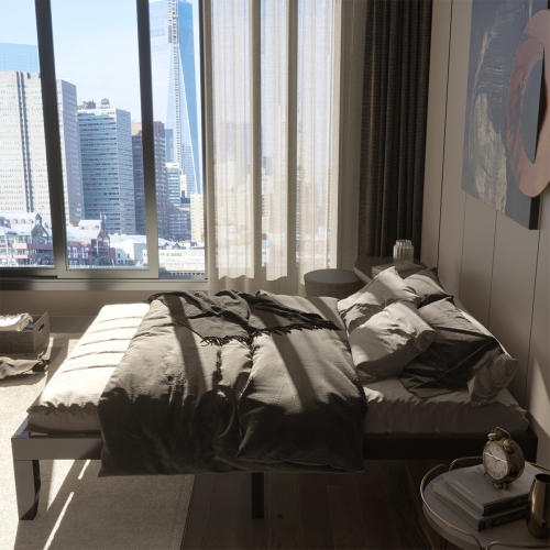 Costway Queen Size 14'' Wooden Bed Frame Mattress Platform Wood Slats Support EspressoNatural