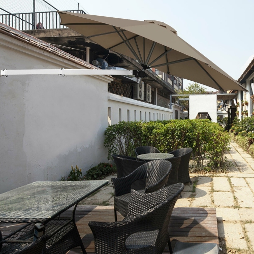 Costway 8ft Wall-Mounted Umbrella Telescopic Folding Tilt Sun Shade