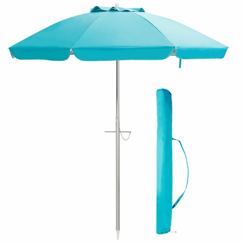 Parasol de plage de 6,5 pi de Costway Pare-soleil inclinable et portatif en aluminium multicolore/bleu/turquoise/beige