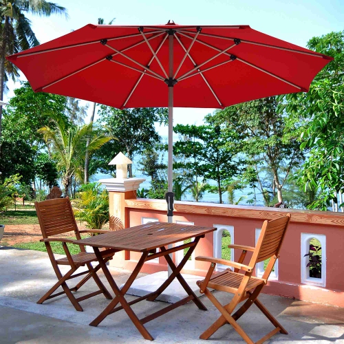 Costway 9' Patio Market Umbrella Outdoor Table Aluminum Crank W/8 Rib