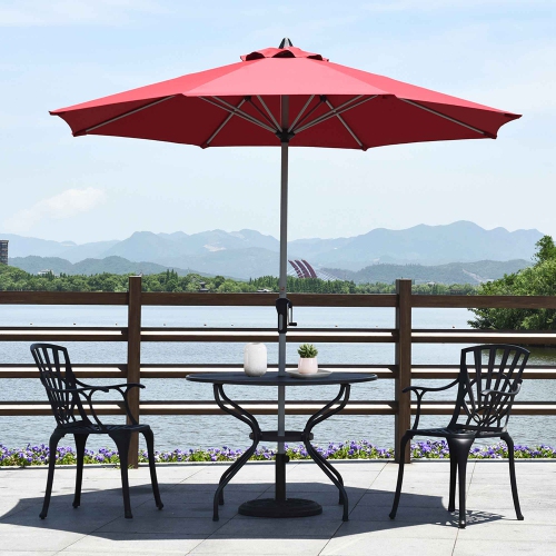 Costway 9' Patio Market Umbrella Outdoor Table Aluminum Crank W/8 Rib