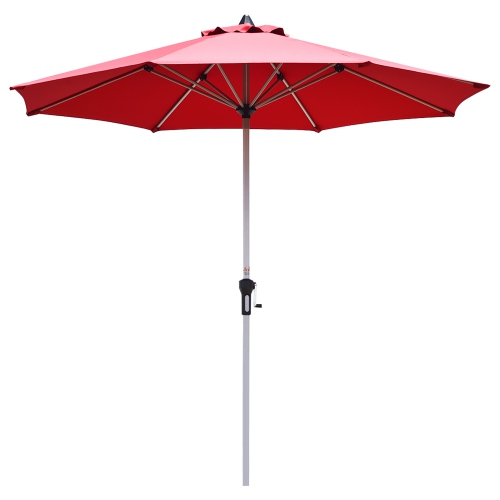 Costway 9' Patio Market Umbrella Outdoor Table Aluminum Crank W/8 Rib