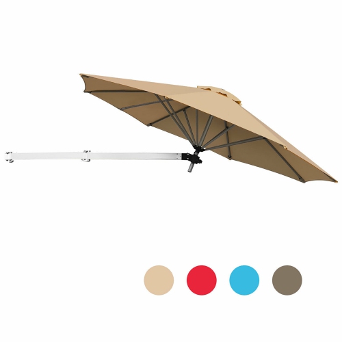 Costway 8ft Wall-Mounted Umbrella Telescopic Folding Tilt Sun Shade
