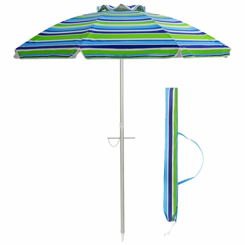 Parasol de plage de 6,5 pi de Costway Pare-soleil inclinable et portatif en aluminium multicolore/bleu/turquoise/beige