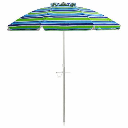 Parasol de plage de 6,5 pi de Costway Pare-soleil inclinable et portatif en aluminium multicolore/bleu/turquoise/beige