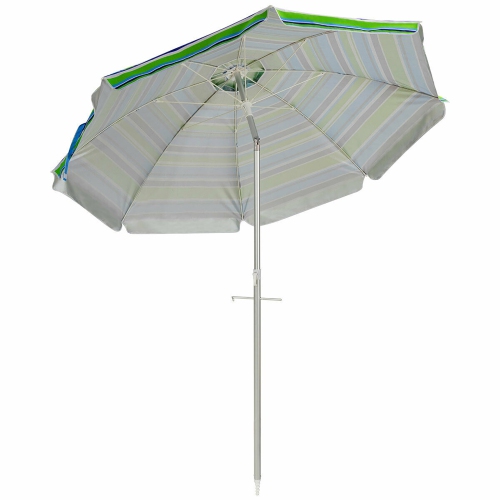 Parasol de plage de 6,5 pi de Costway Pare-soleil inclinable et portatif en aluminium multicolore/bleu/turquoise/beige