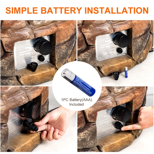 Gymax 28-inch Stone Gas Fire Pit 40,000 BTU Propane Patio Yard w/ Lava Rocks