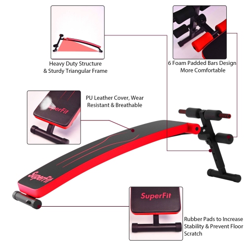 SuperFit Folding Weight Bench Adjustable Sit-up Board Workout Slant Bench