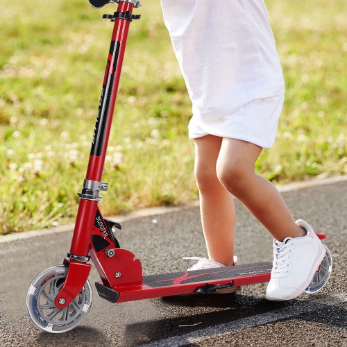 Goplus Folding Aluminum 2 Wheel Kids Kick Scooter Adjustable Height LED Light Up