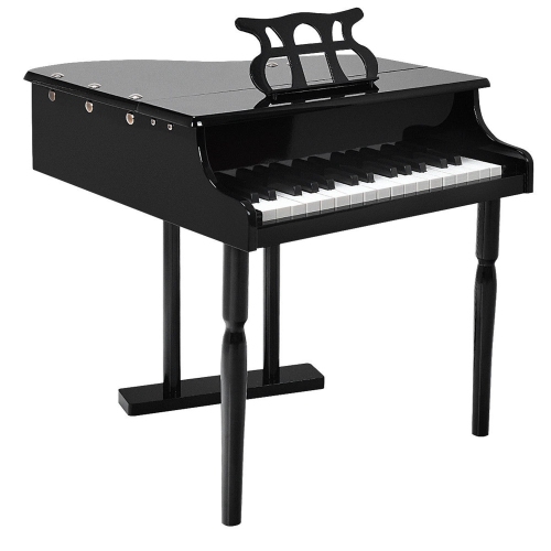 Piano Classique à Queue en Bois pour Enfants,Jouet Piano Musical à 30 Touches avec Banc et Pupitre,Dimension Total 50 x 52 x 51CM, Cadeau Idéal pour