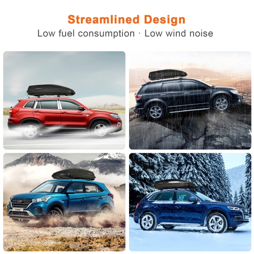 Goplus 14 Cubic Feet Cargo Box Dual-sided Opening Car Roof Box Rack Mount Carrier