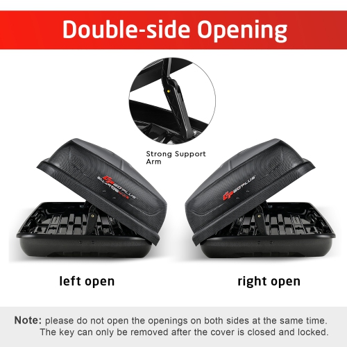 Goplus 14 Cubic Feet Cargo Box Dual-sided Opening Car Roof Box Rack Mount Carrier
