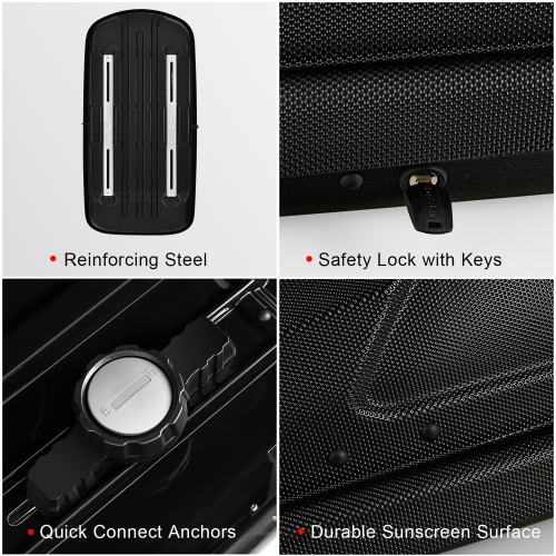 Goplus 14 Cubic Feet Cargo Box Dual-sided Opening Car Roof Box Rack Mount Carrier