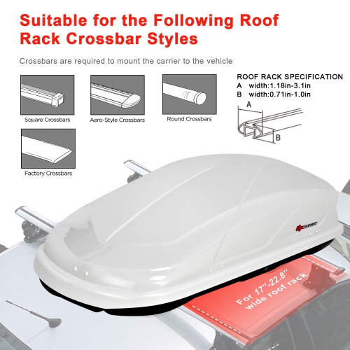 Goplus 14 Cubic Feet Cargo Box Dual-sided Opening Car Roof Box Rack Mount Carrier