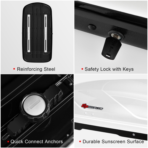 Goplus 14 Cubic Feet Cargo Box Dual-sided Opening Car Roof Box Rack Mount Carrier