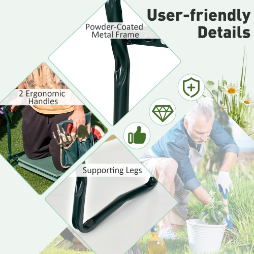 Costway Folding Sturdy Garden Kneeler Gardener Kneeling Pad & Cushion Seat Knee Pad Seat