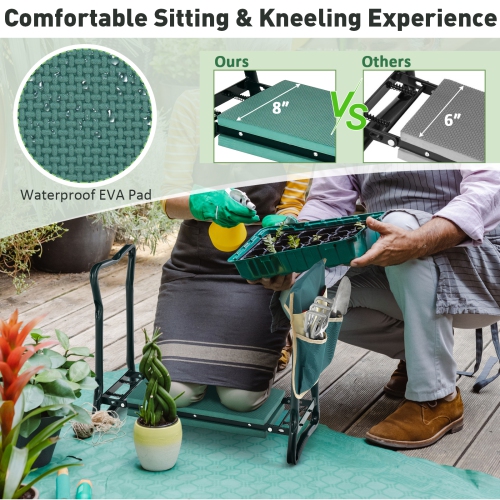 Costway Folding Sturdy Garden Kneeler Gardener Kneeling Pad & Cushion Seat Knee Pad Seat