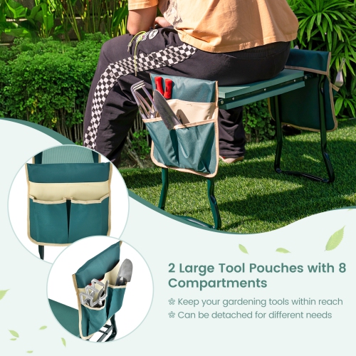 Costway Folding Garden Kneeler Seat Bench w/2 Bonus Tool Pouches EVA Foam Pad