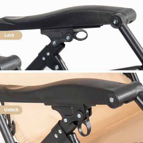 Costway Zero Gravity Chair Oversize Lounge Chair Patio Heavy Duty Folding Recliner Beige