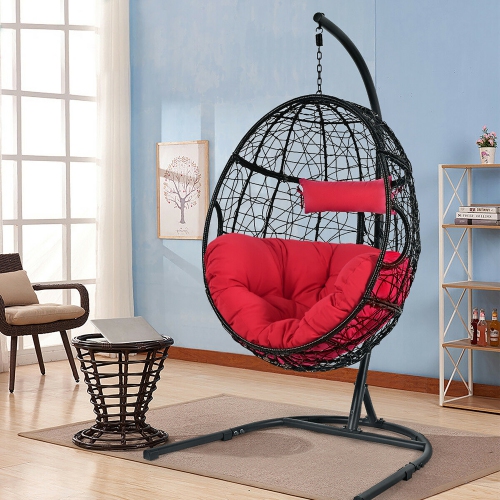 Costway Hammock Chair with Stand Hanging Cushioned Swing Egg Chair for Indoor